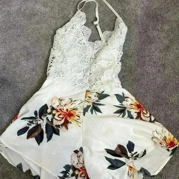 Pants - floral romper with fun tie in the back